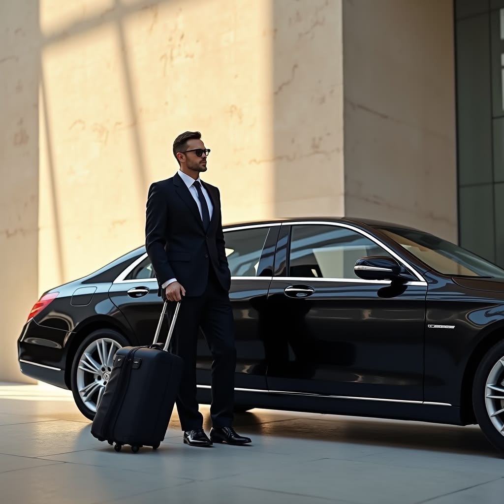 Airport limo service Toronto chauffeur assisting passenger premium service