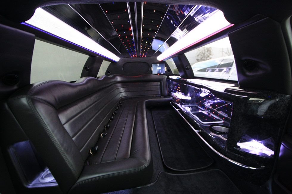 Stretch limo luxury interior leather seating